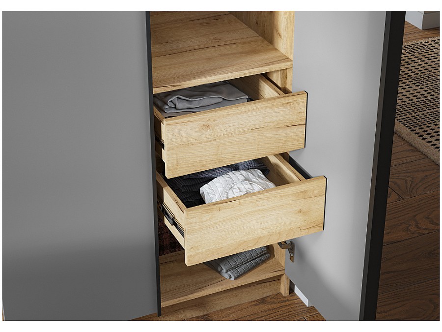 Шкафы 800 графит серый / дуб крафт золото