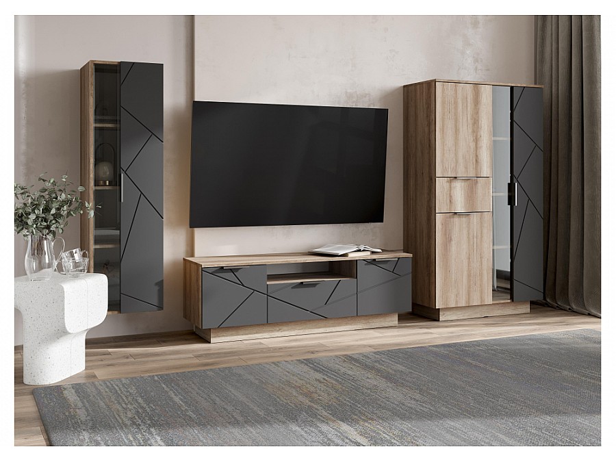 Шкафы Диамо ШК 02 софт графит / дуб каньон