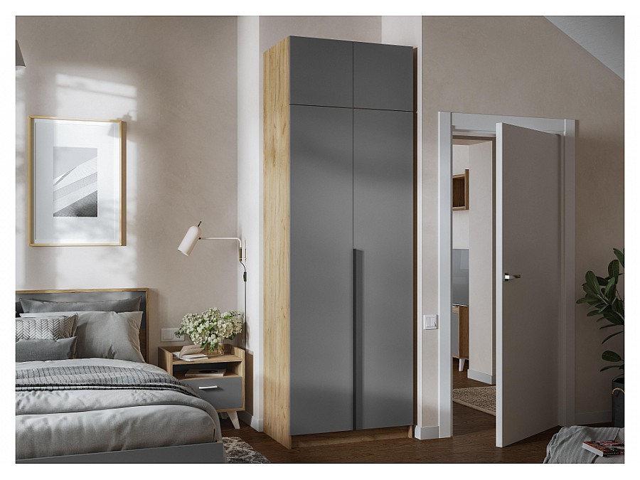 Шкафы 800 графит серый / дуб крафт золото