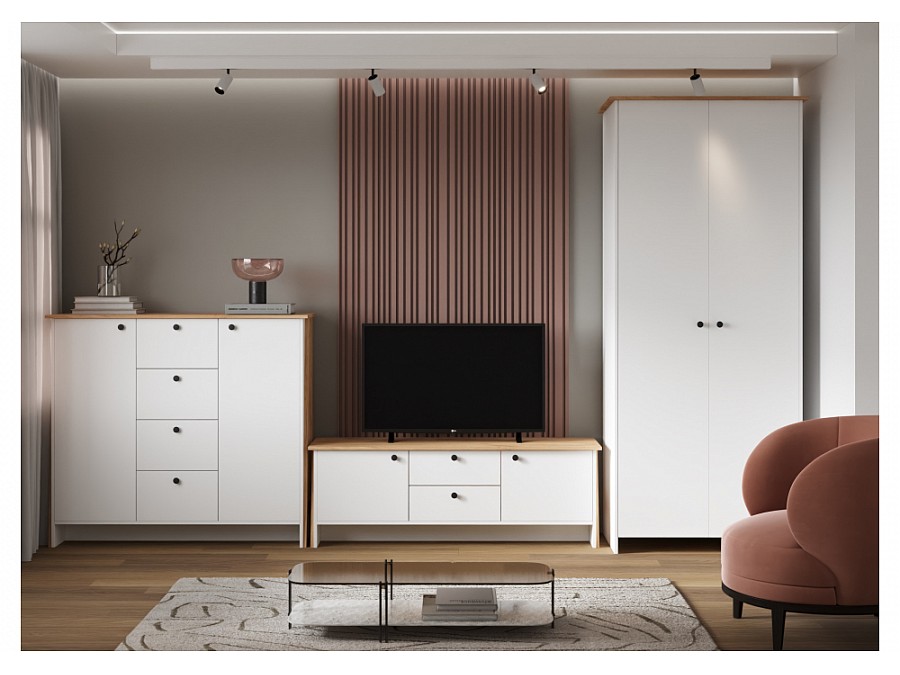 Шкафы Теодора 2Д белый / крафт золотой