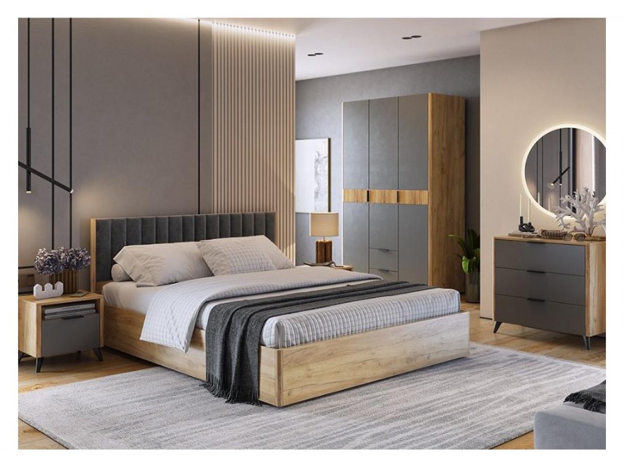 Адам трехдверный дуб крафт золотой / графит