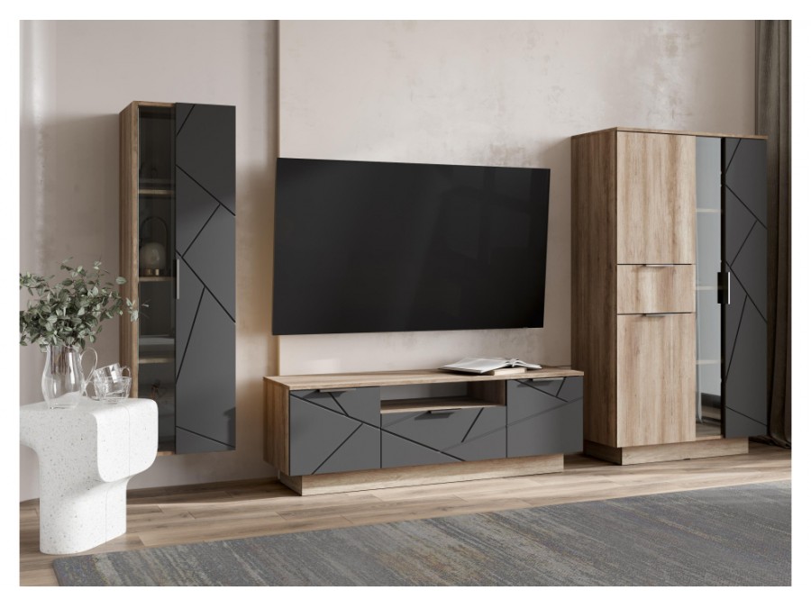 Шкафы Диамо ПН 02 софт графит / дуб каньон