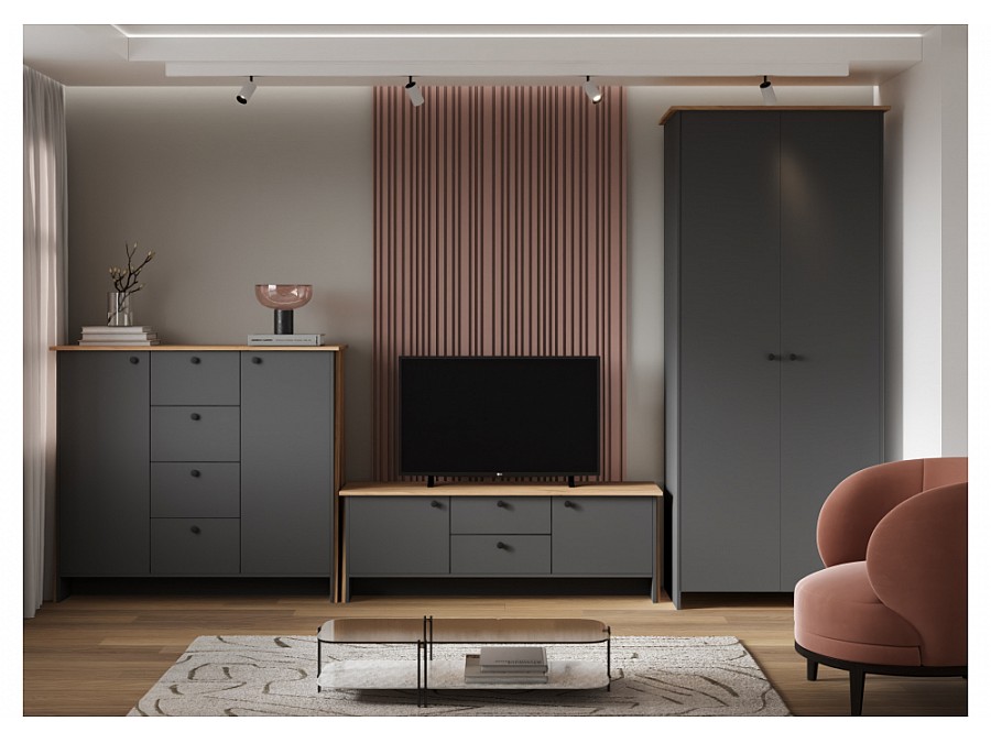 Шкафы Теодора 2Д графит / крафт золотой