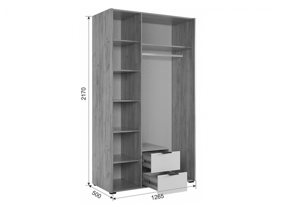 Адам трехдверный с зеркалом дуб крафт золотой / графит