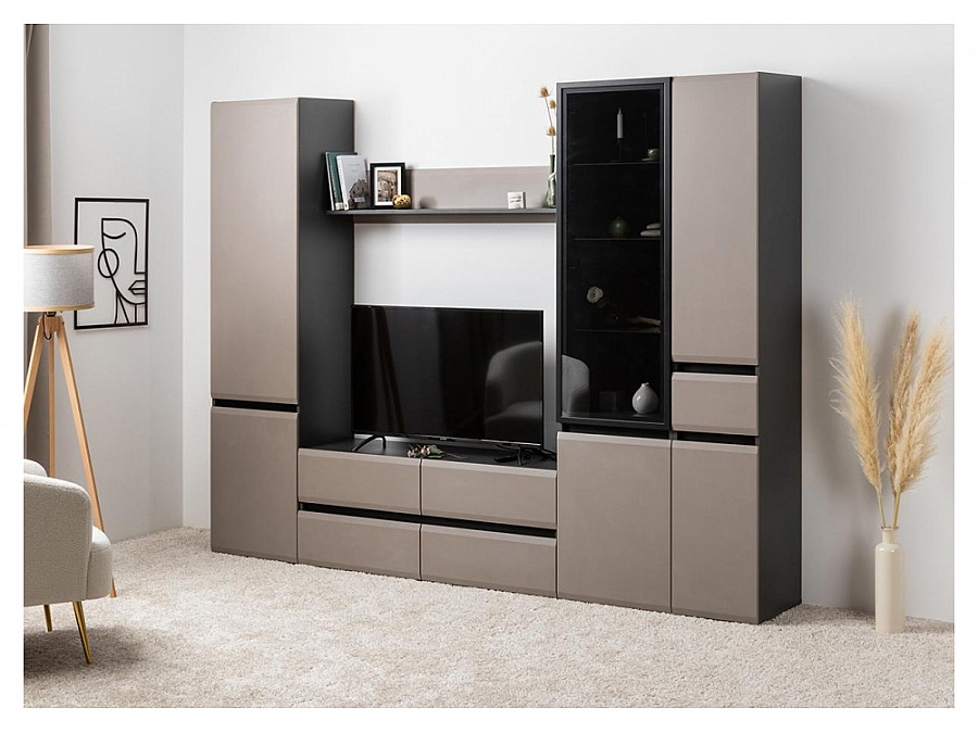 Шкаф Сейдиль антрацит / антрацит / веллюто капучино