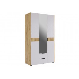 Шкаф Адам трехдверный с зеркалом дуб крафт золотой / белое дерево