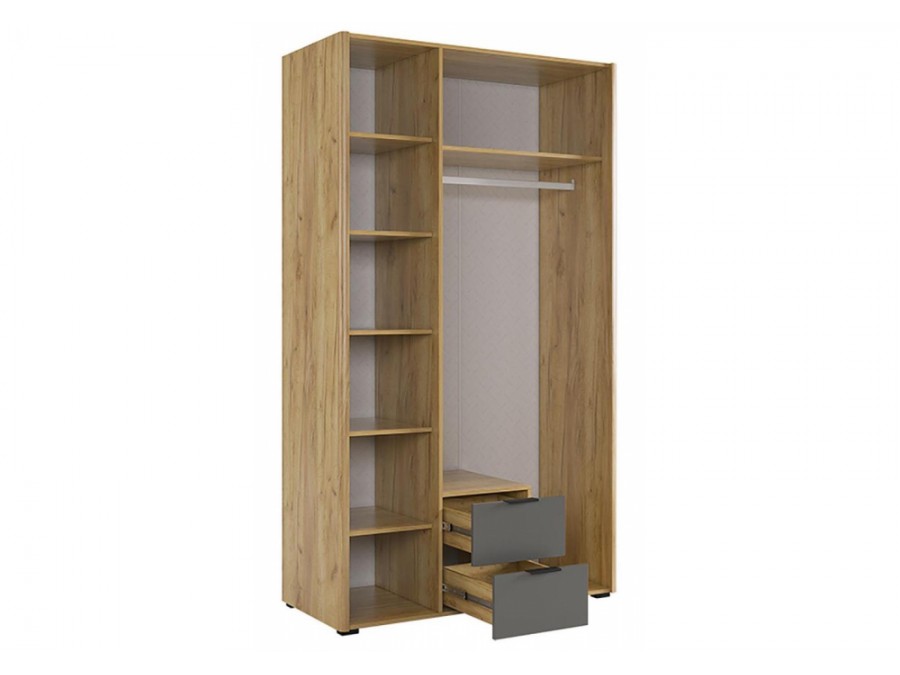 Адам трехдверный с зеркалом дуб крафт золотой / графит