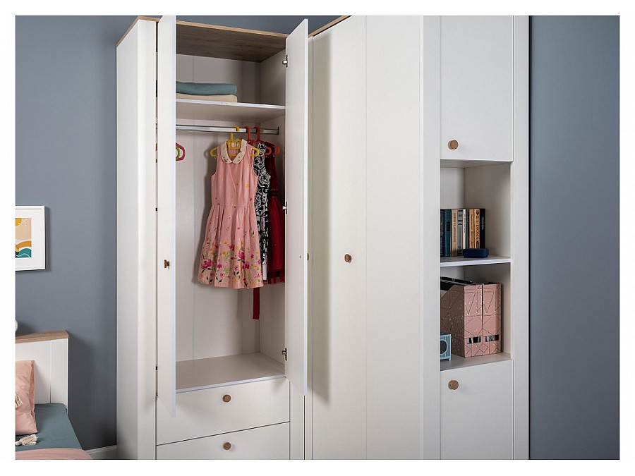 Шкафы Джастин 13.339 белый PE шагрень / дуб белый exclusive OW D4430