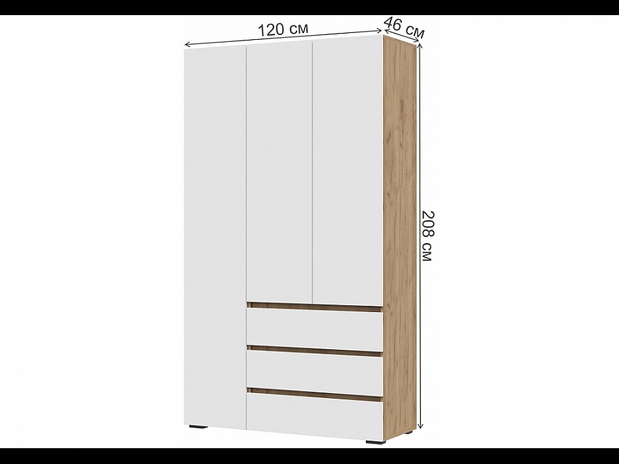 Шкафы Элла ШК 06 белый / дуб крафт золото