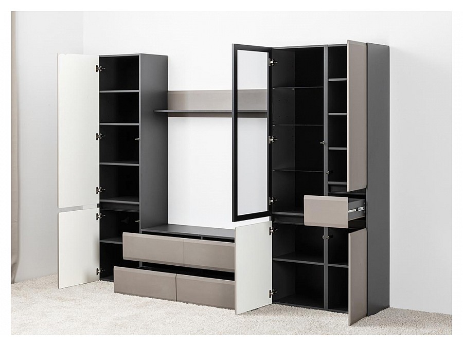 Шкаф Сейдиль антрацит / антрацит / веллюто капучино