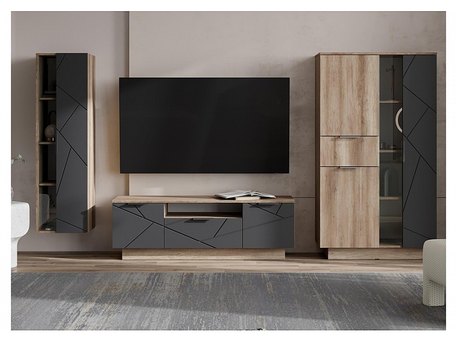 Шкафы Диамо ШК 02 софт графит / дуб каньон