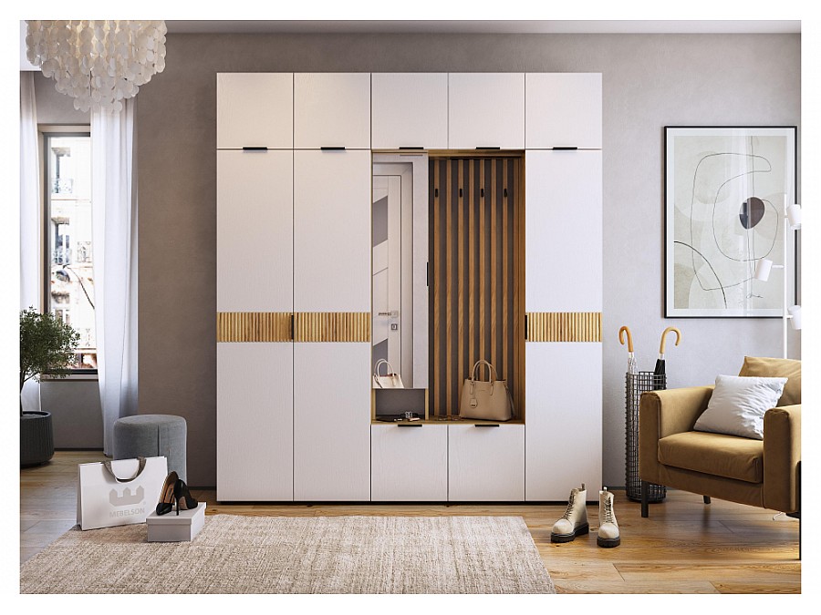 Шкафы Бери 40 дуб крафт золотой / белое дерево