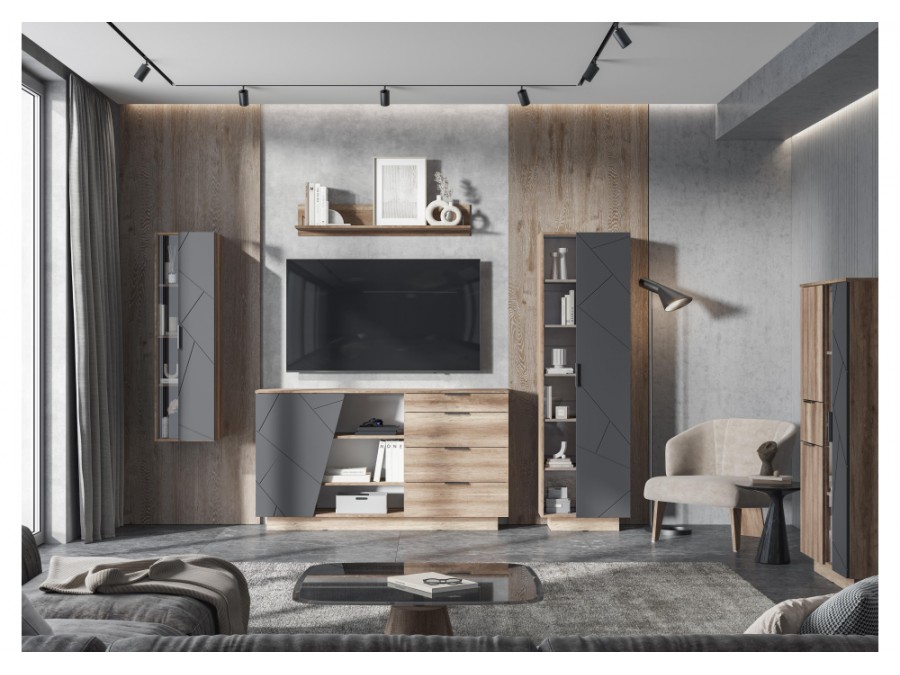 Шкафы Диамо ПН 02 софт графит / дуб каньон