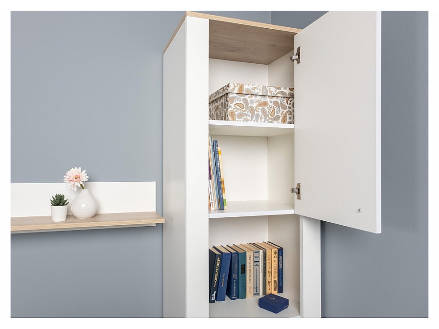 Стеллаж Джастин 16.306 белый PE шагрень / дуб белый exclusive OW D4430