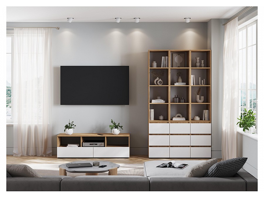 Стеллаж Элла ПН 02 белый / дуб крафт золото