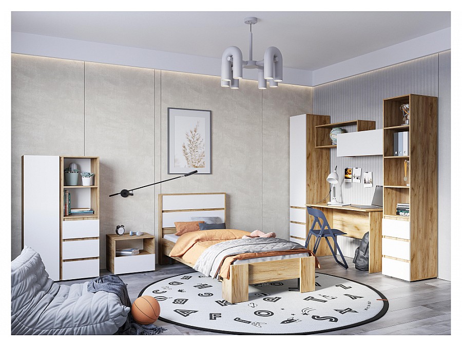 Стеллаж Элла ШК 03 белый / дуб крафт золото