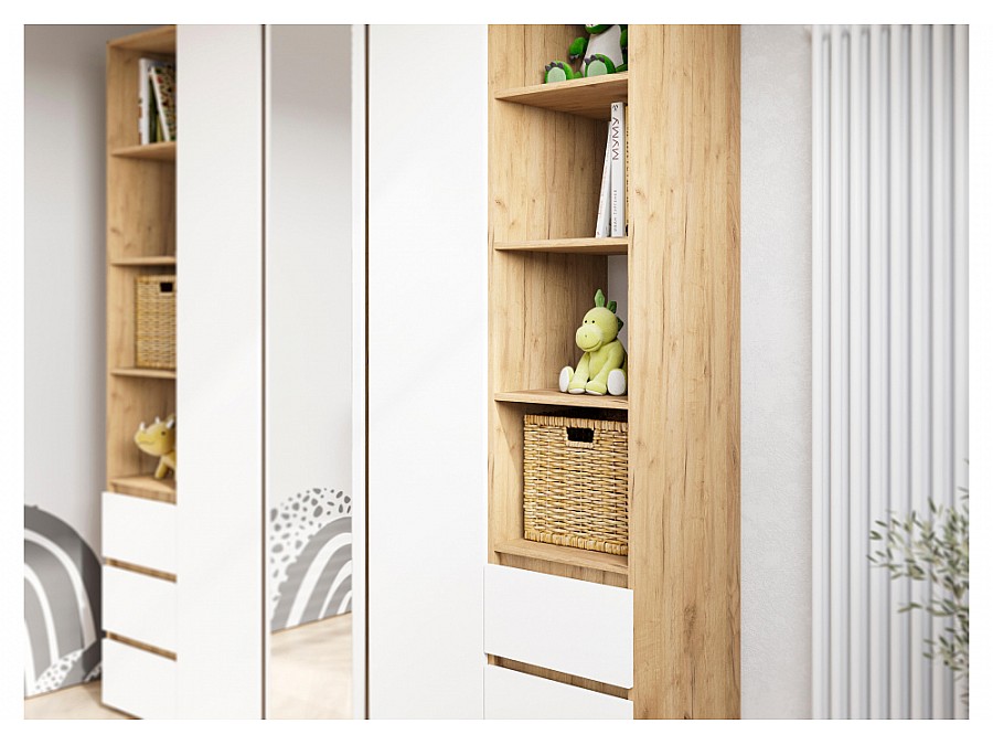 Стеллаж Элла ПН 02 белый / дуб крафт золото