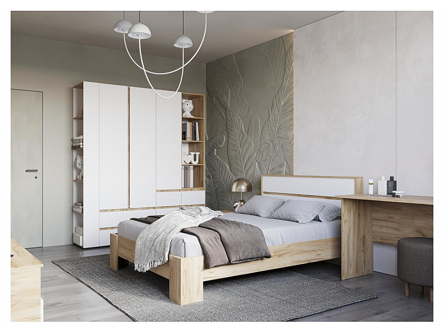 Стеллаж Элла СТЛ 01 белый / дуб крафт золото