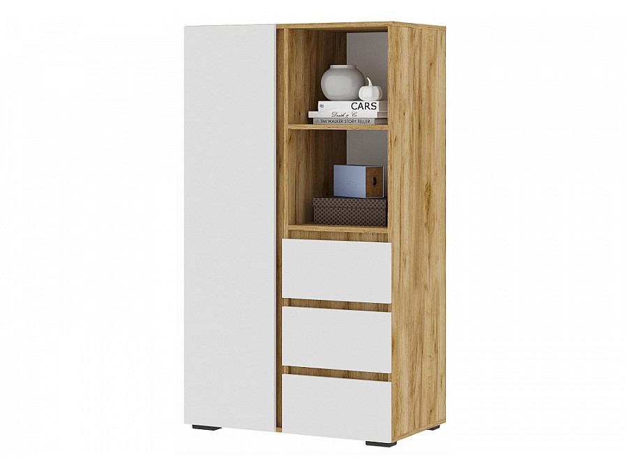 Стеллаж Элла ШК 03 белый / дуб крафт золото