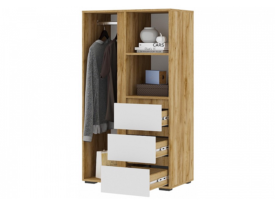 Стеллаж Элла ШК 03 белый / дуб крафт золото