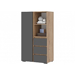 Стеллаж Элла ШК 03 серый графит / дуб крафт золото