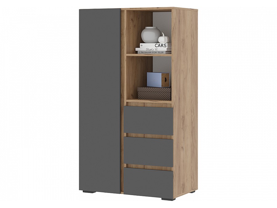 Стеллаж Элла ШК 03 серый графит / дуб крафт золото