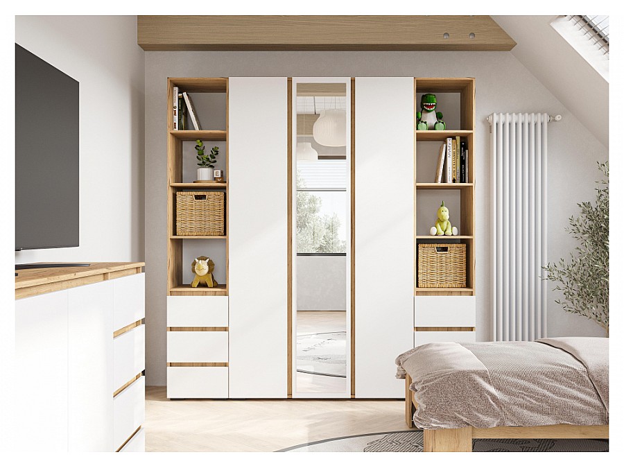 Стеллаж Элла ПН 02 белый / дуб крафт золото