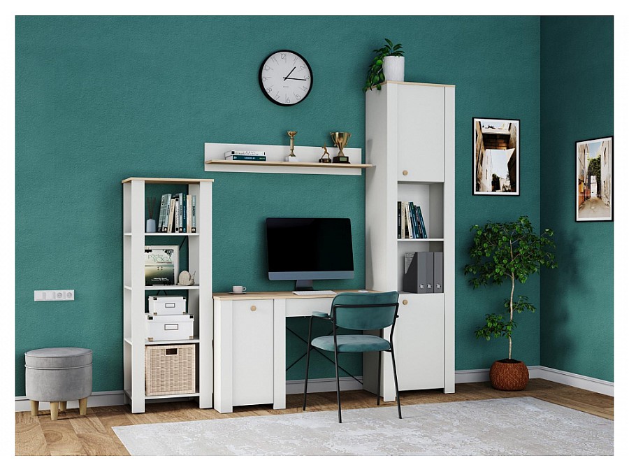 Стеллаж Джастин 16.306 белый PE шагрень / дуб белый exclusive OW D4430