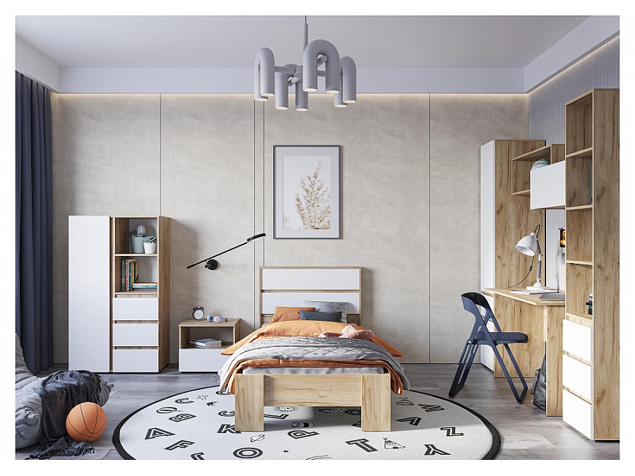 Стеллаж Элла ШК 03 белый / дуб крафт золото