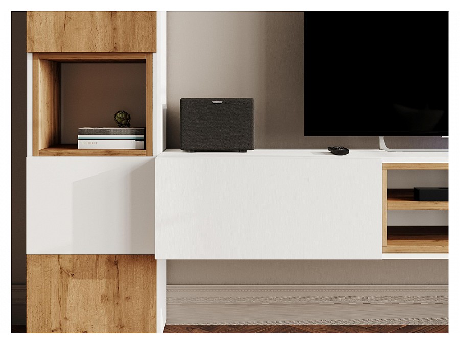 Стеллаж Лонгфорд белый / дуб вотан