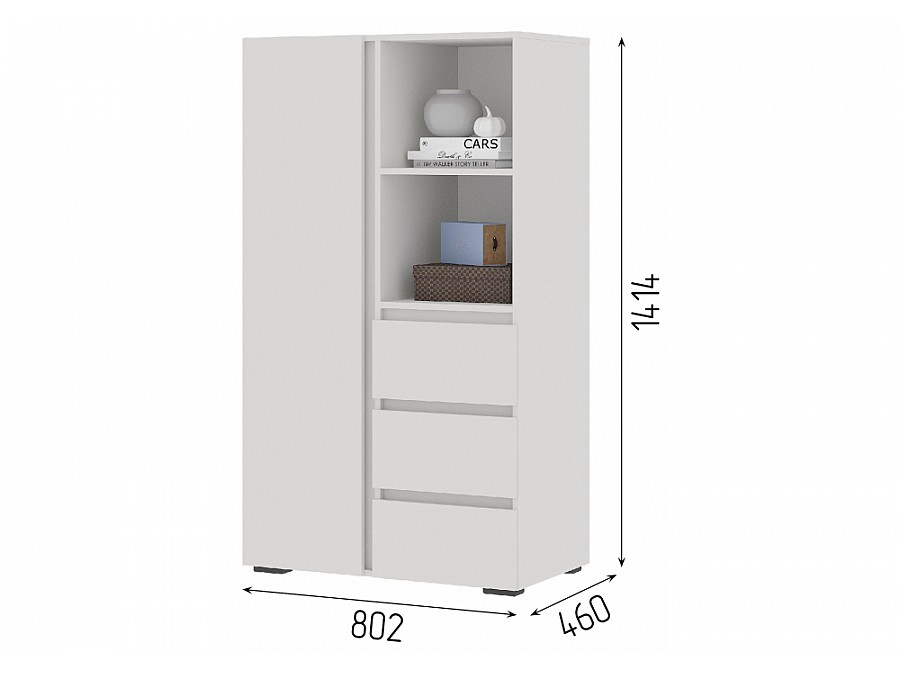 Стеллаж Элла ШК 03 белый / белый