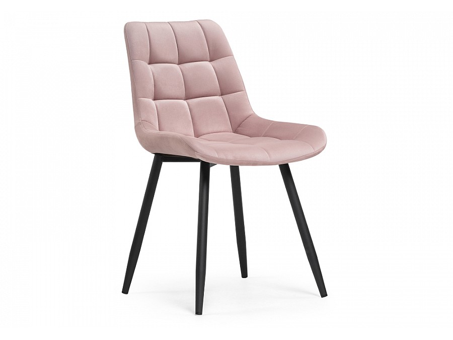 Стул на металлокаркасе Челси велюр розовый / черный