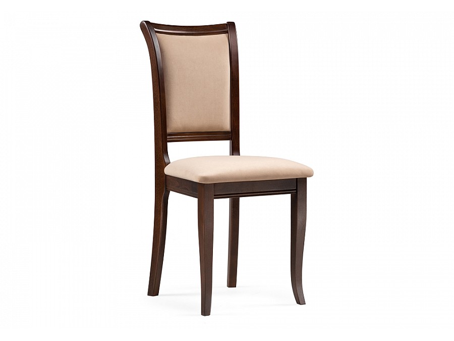 Стул деревянный Корнелл бежевый велюр / орех темный