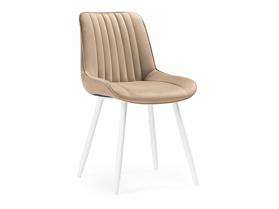 Стул на металлокаркасе Седа велюр бежевый / белый