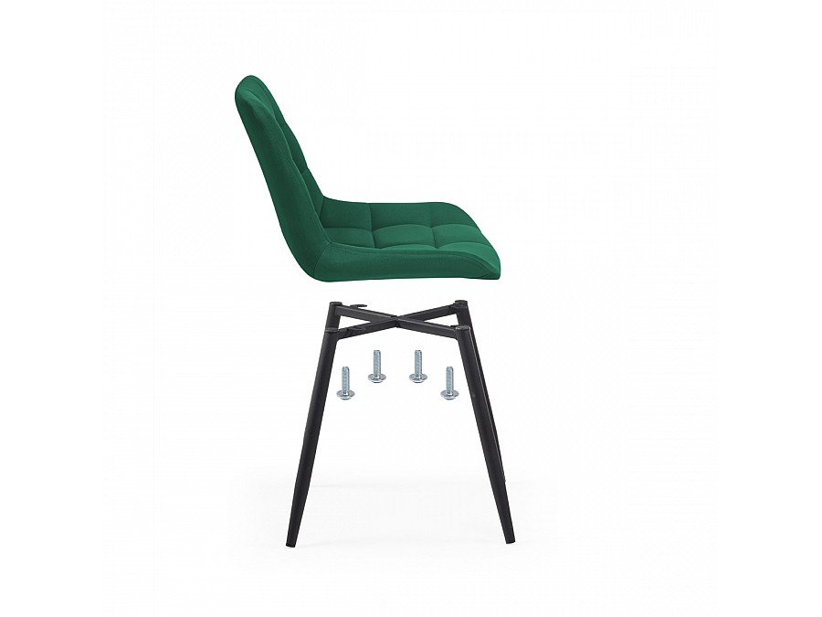 Стул на металлокаркасе Челси велюр зеленый / черный