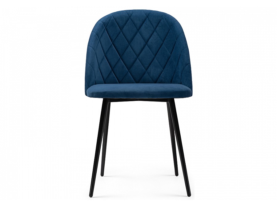 Стул на металлокаркасе Зест микровелюр темно-синий / черный глянец