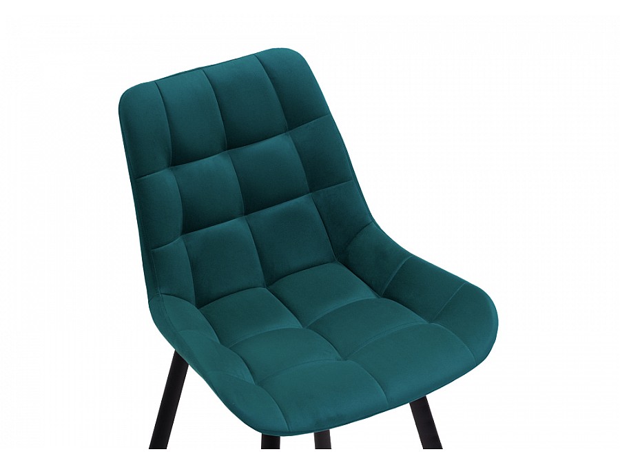Стул на металлокаркасе Челси велюр морская волна / черный
