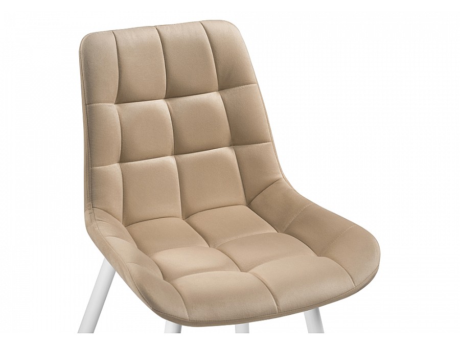 Стул на металлокаркасе Челси велюр бежевый / белый