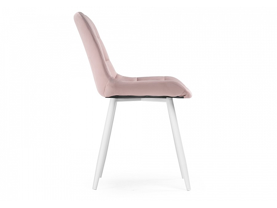 Стул на металлокаркасе Челси велюр розовый / белый