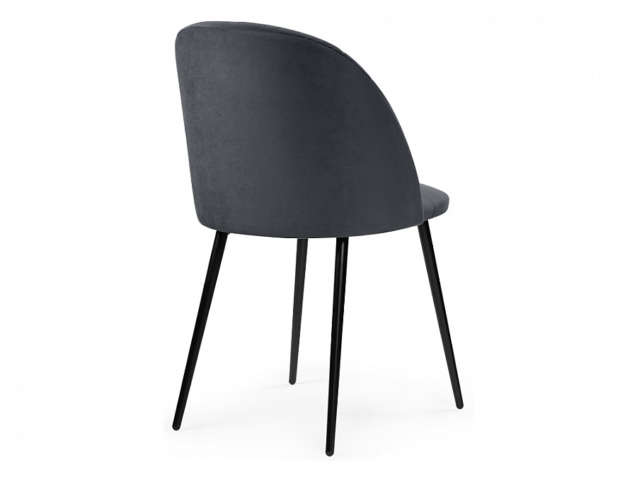 Стул на металлокаркасе Зест микровелюр серый / черный глянец