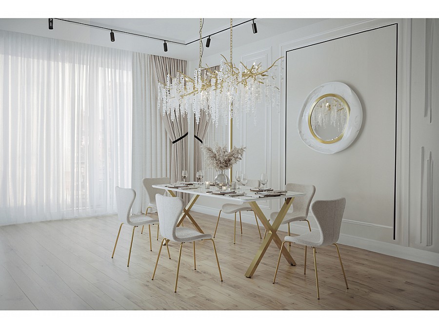 Стул на металлокаркасе Solo white / gold