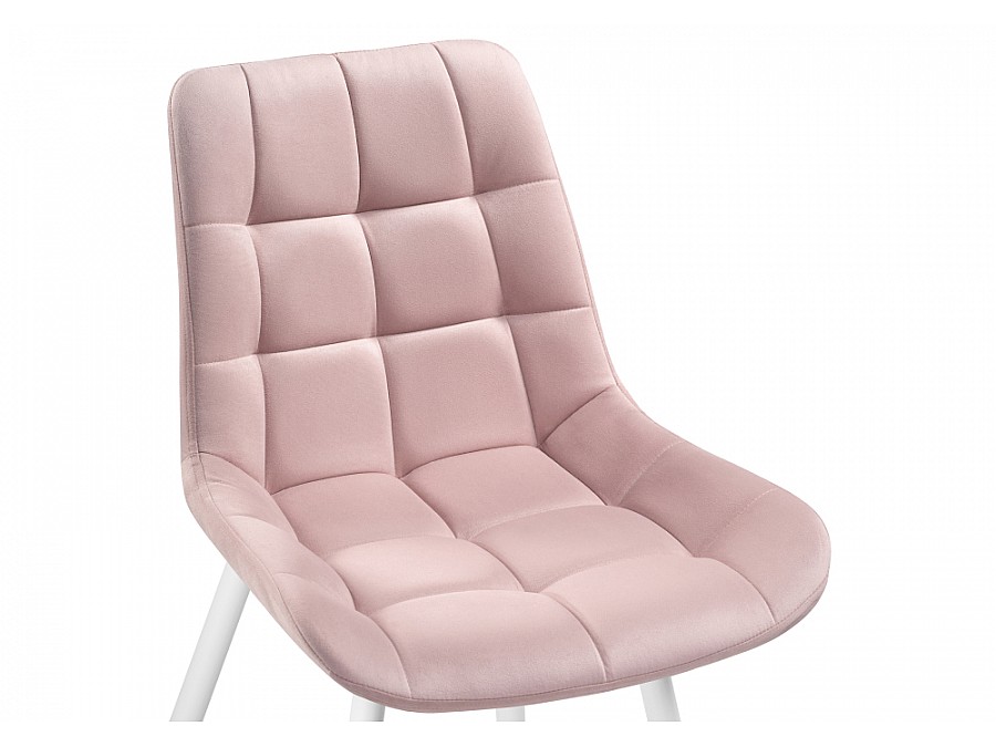 Стул на металлокаркасе Челси велюр розовый / белый