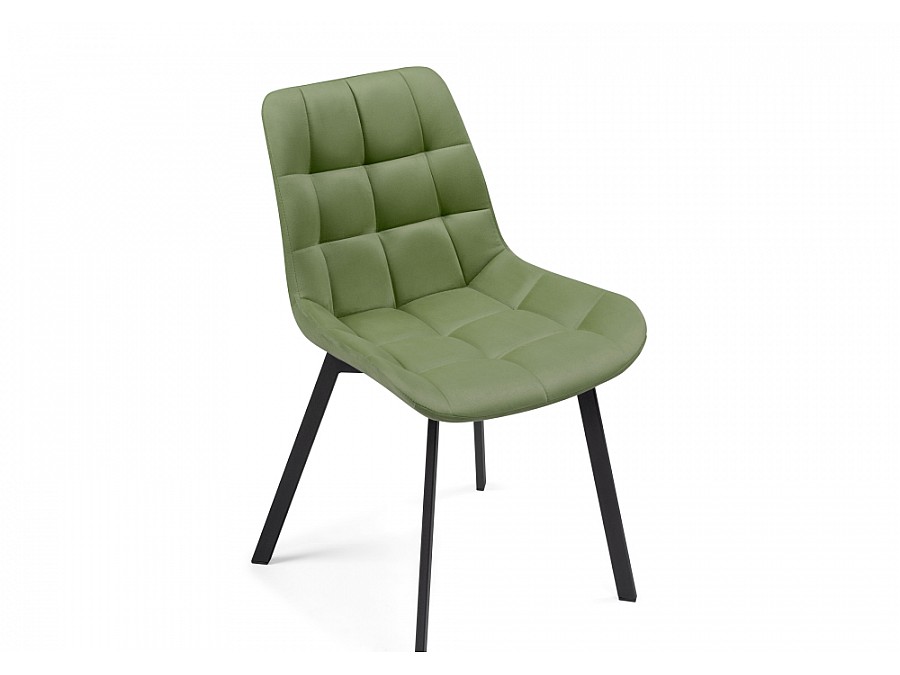 Стул на металлокаркасе Челси черный / зеленый велюр