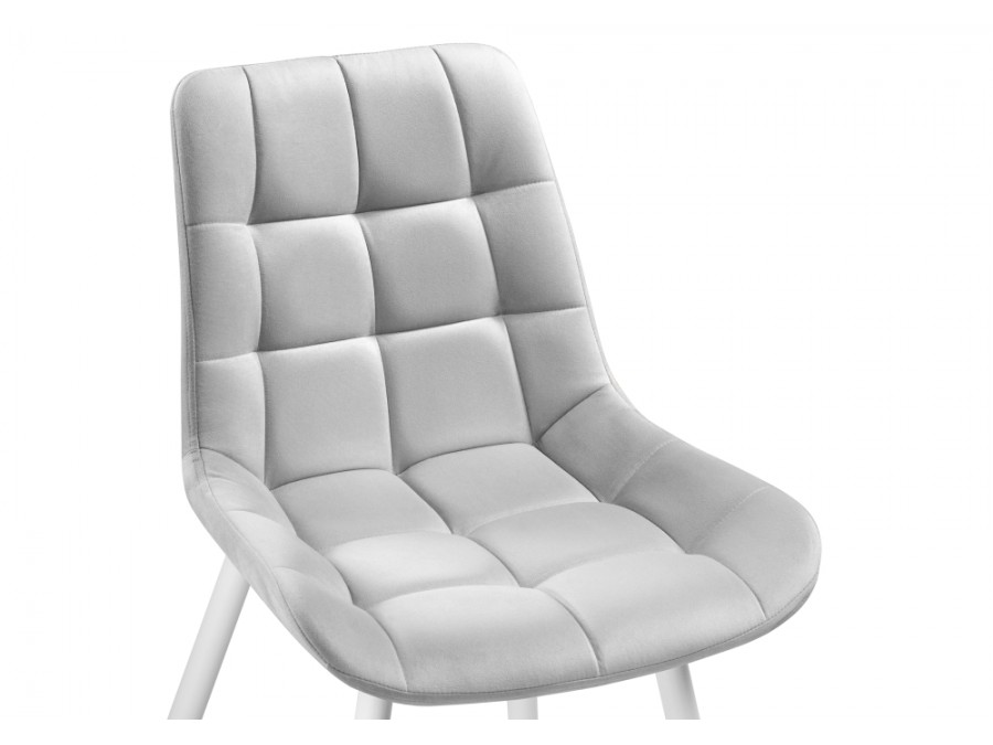 Стул на металлокаркасе Челси велюр светло-серый /  белый