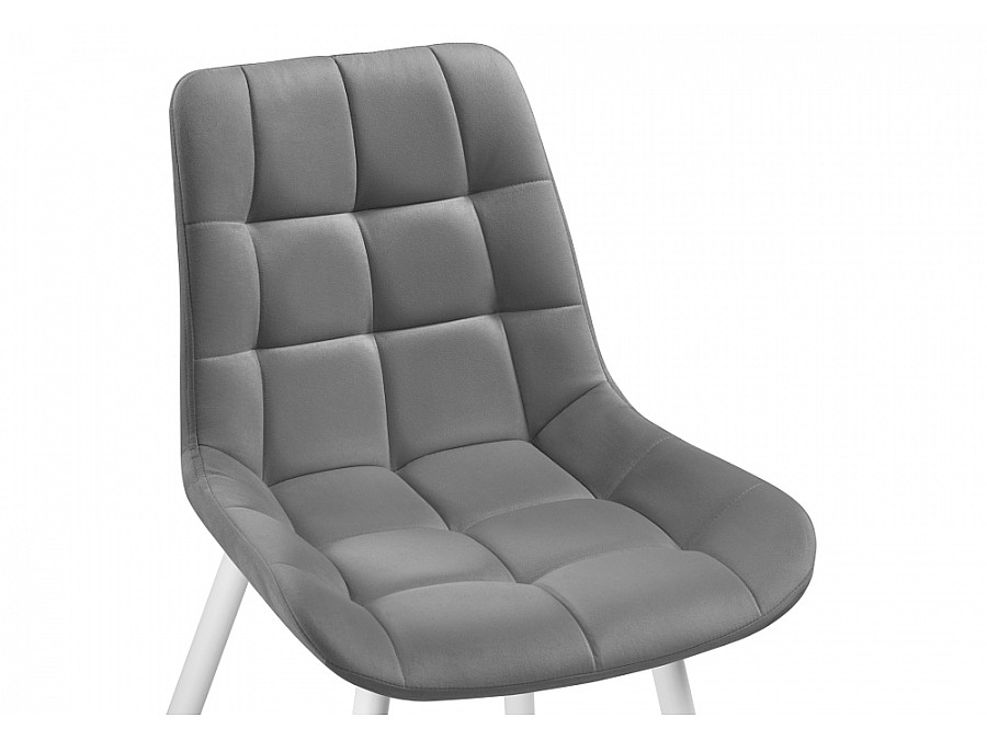 Стул на металлокаркасе Челси велюр темно-серый / белый