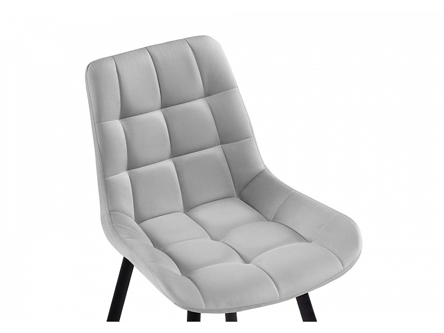 Стул на металлокаркасе Челси велюр светло-серый / черный