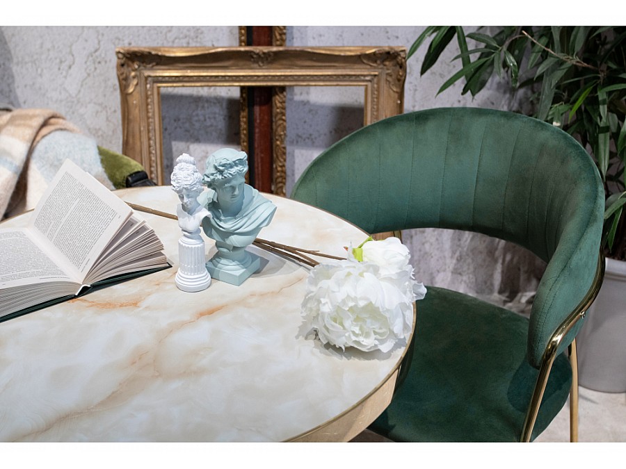 Стул на металлокаркасе Kamelia dark green / gold