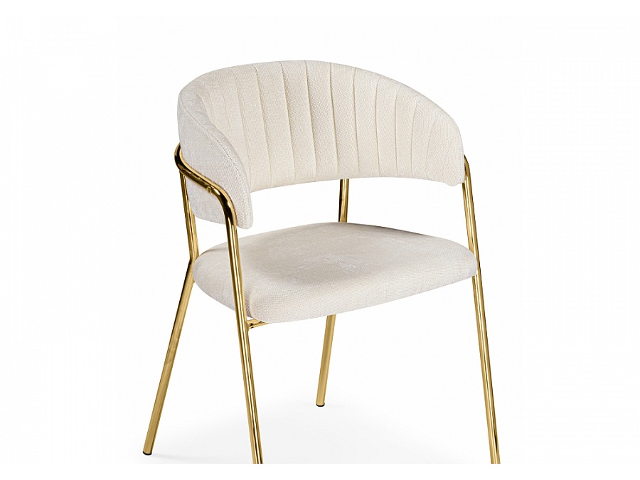 Kamelia белый / ткань золотые ножки