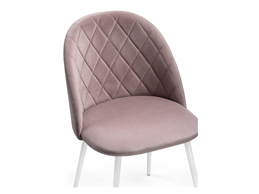 Стул на металлокаркасе Зест микровелюр розовый / белый глянец