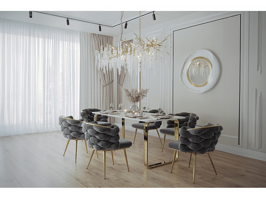 Стул на металлокаркасе Rendi gray / gold